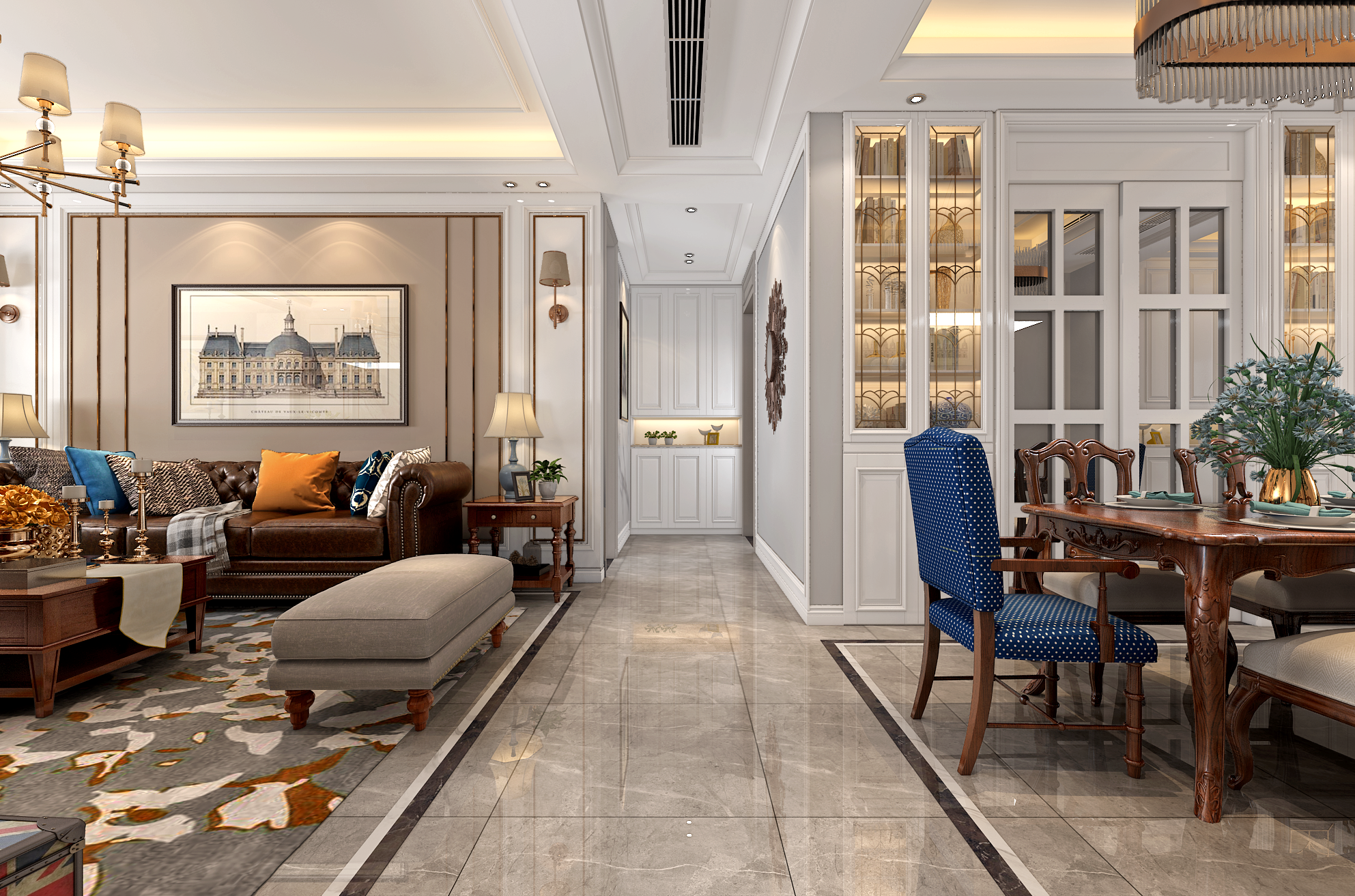 滨湖假日枫丹园330平方美式装修效果图