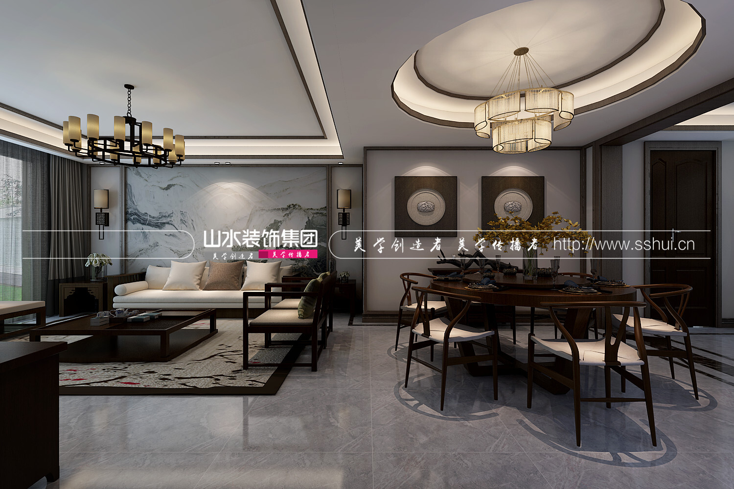 新中式风格170平米四居室装修效果图