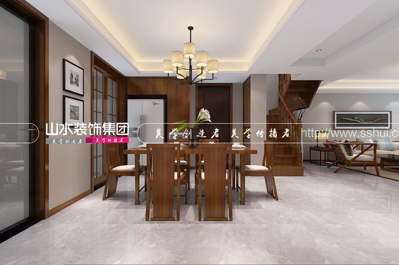 新中式风格餐厅装修效果图2