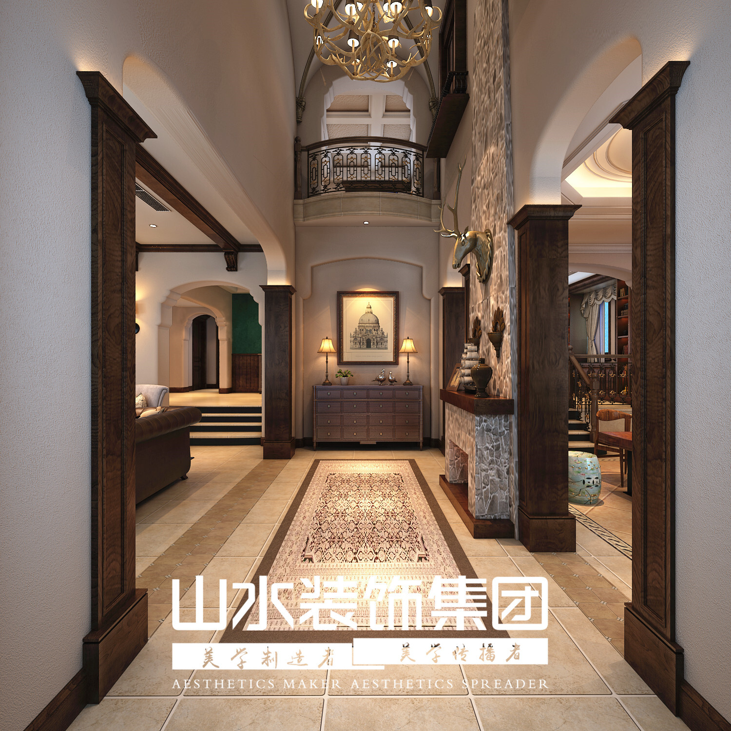 门厅图片-800平美式风格别墅装修效果图