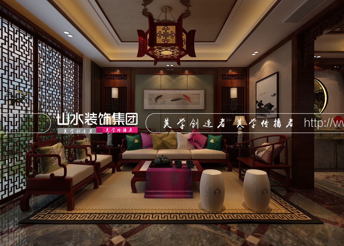 中式风格客厅背景墙装修图片
