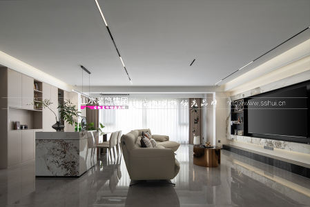 140㎡现代风新宅，横厅+中岛，质感空间不做隔断，收获完美大平层