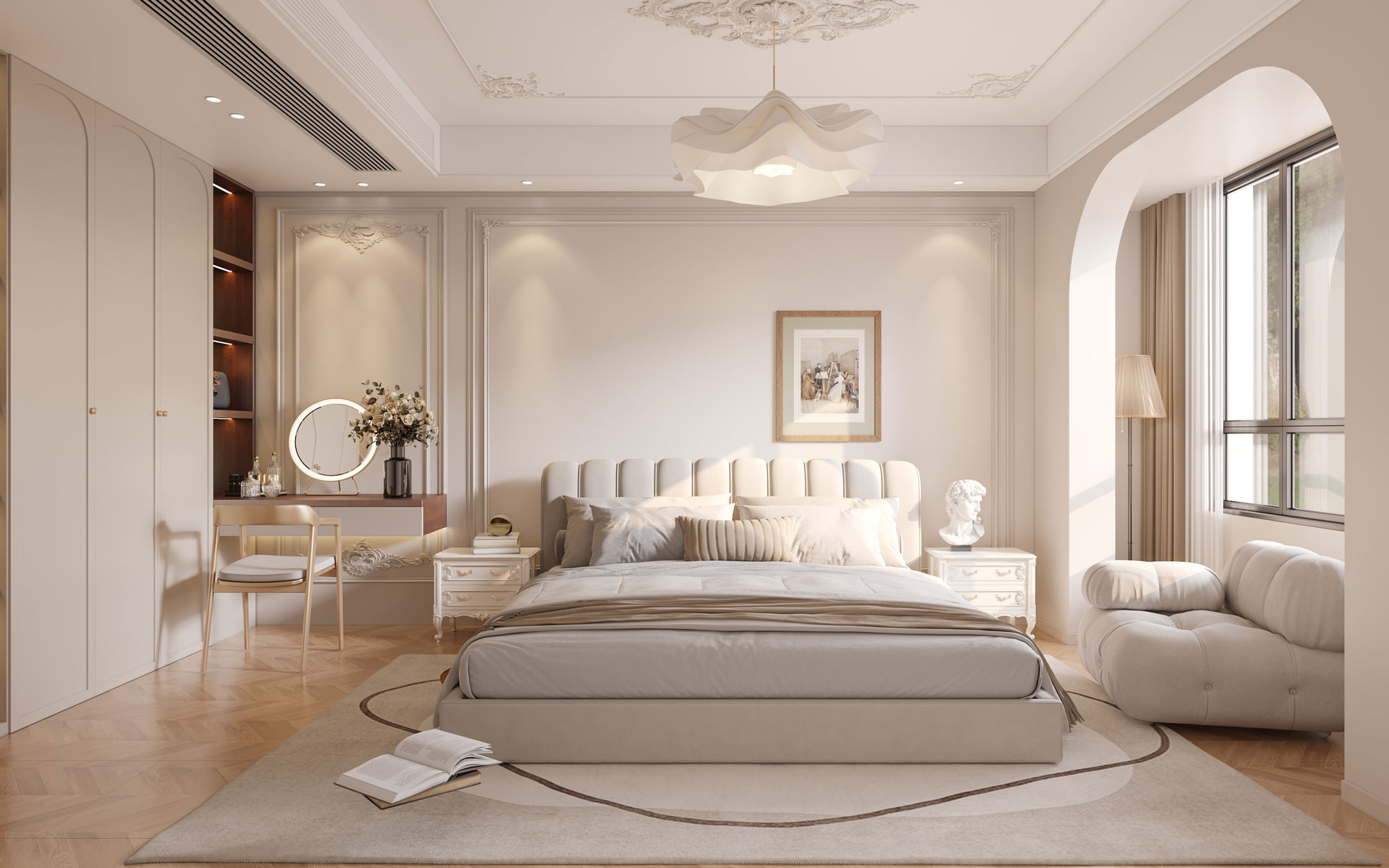 床与<span style='color: #ff0000'>衣柜</span>，如何摆放设计，住着才会更舒适呢?